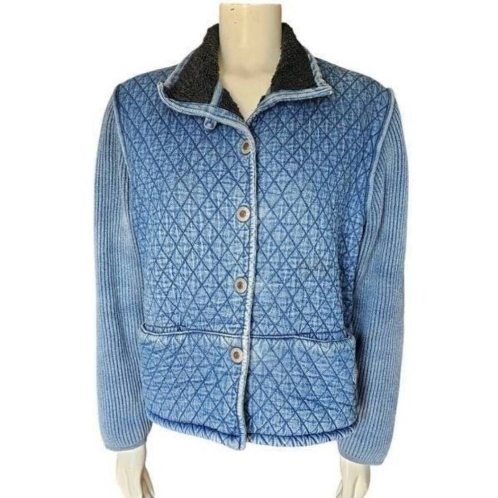 Blue Willi’s Vintage Quilted Denim Snap Button Jacket Medium Denmark Made